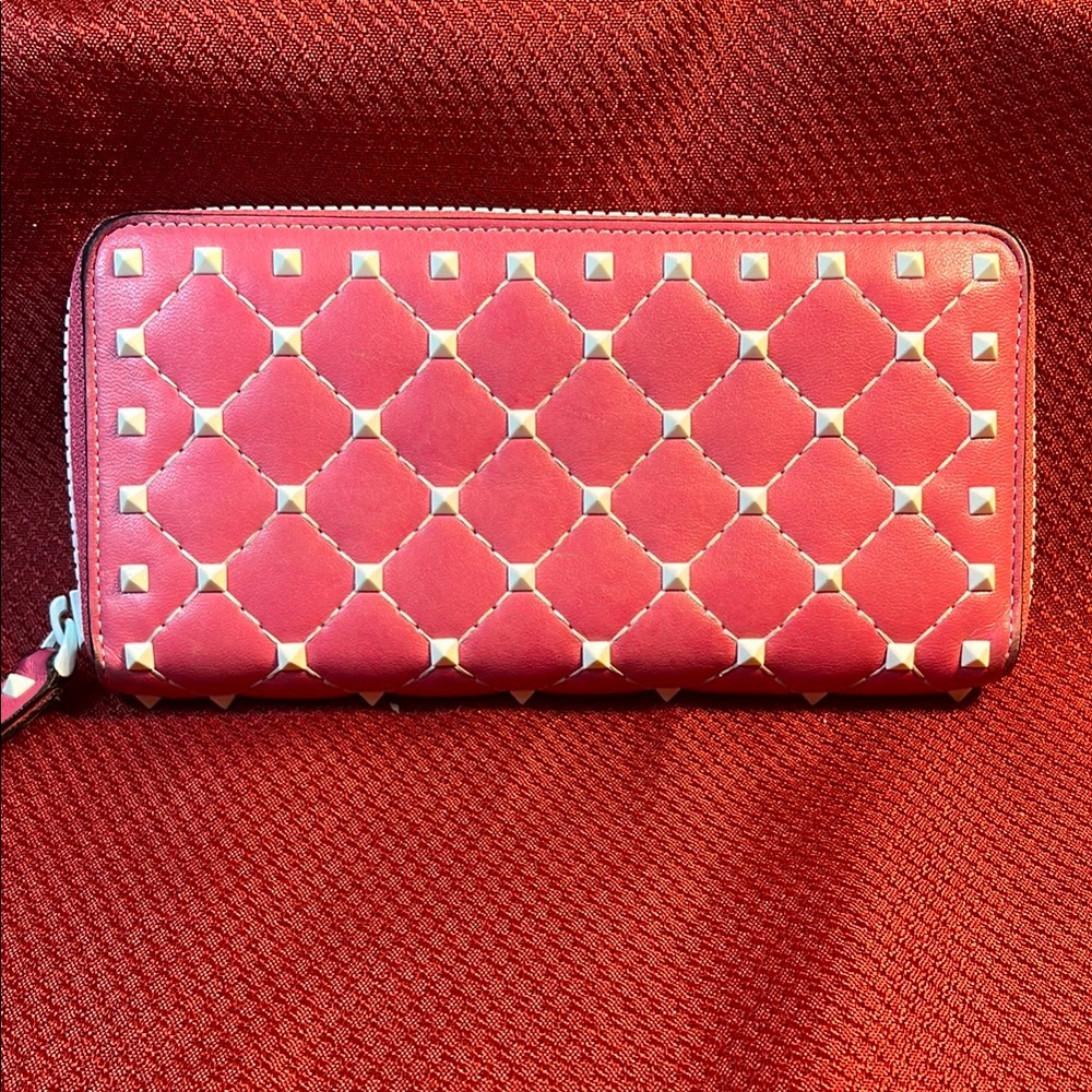 Valentino Garavani Pink RockStudded Women's Wallet